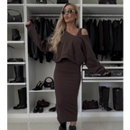 Senna | Zestaw z topem cold-shoulder i spódnicą midi