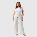 Nikki - Linnen broek met hoge taille