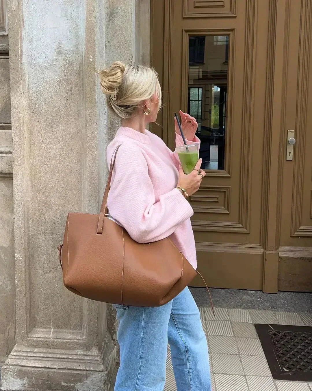 Élodie | Różowy Sweter z Długim Rękawem